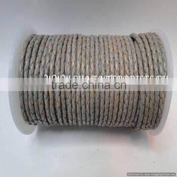 Braided Leather cords -3mm braided Light Grey