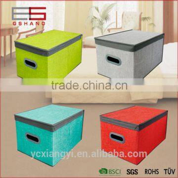 Colorful Durable Linen-like Fabric Collapsible Cardboard Storage Box