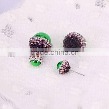 Charm Resin Druzy Stud Earrings, Crystal Rhinestone Paved Ball Shape Gem Earrings photo-4