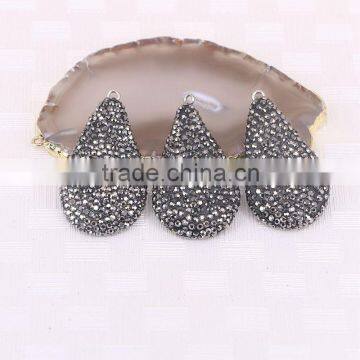 Water Drop Pave Crystal Rhinestone Gem stone Druzy Pendant, Simple Design Pendant For Women