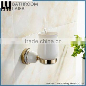 China Supplier Printing Lines Zinc Alloy Gold Finishing Bathroom Accessories Wall Mounted Tumbler Holder