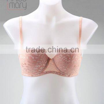 Wholesale ladies breathable fancy mesh nude color full support balconette sexy bra