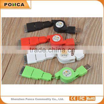 3 in 1 2015 Best Selling Most Fashion Retractable 3 in 1 Usb Multi Charger Data Cable 8Pin Micro 5Pin Usb Cable