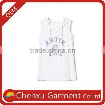 custom gym singlets stringer printing sleeveless hoodie good quality custom white hoodies lightweight cotton hoodies