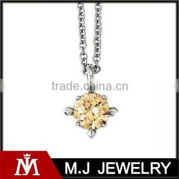 Stainless steel CZ stone flake pendant