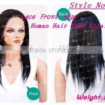 Picture Shown Color 1# Yaky Straight Front Lace Wigs