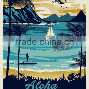 Tropical scenery canvas art painting for living room