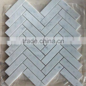 Herringbone white carrara tiles marble floor tiles