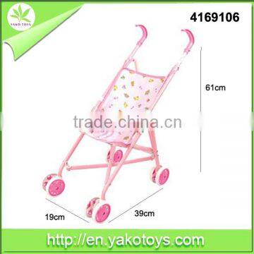 Loongon pink baby pram for doll metal structure stroller toys