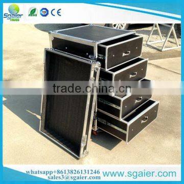 16U Aluminum flight case 4U DJ rack drawers /storage case with wheels