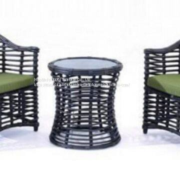 Garden Furniture Single Sofa Side Table Aluminum Frame PE Round Rattan Weave 5cm cushion Pillow Tempered Glass