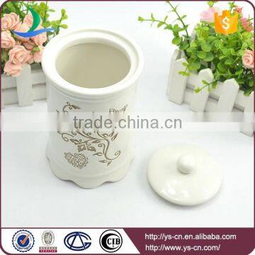 Houseware White Ceramic Salt Jar With Engraved photo-2