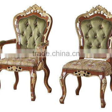 Antique Classic Palace Leisure Chair, Luxury Gold Painting Armed Chair, Carved Wooden Living Room Furniture