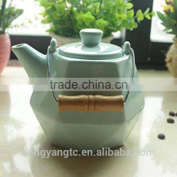 Customize Logo Porcelain Chinese Tea Pot With Steel Handle