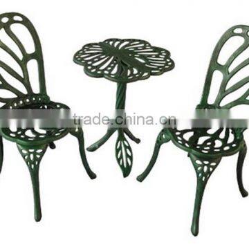 Twin Butterfly Bistro 3 Piece Set Outdoor Patio Furniture Set Antique Round Aluminum Coffee Table Set photo-2