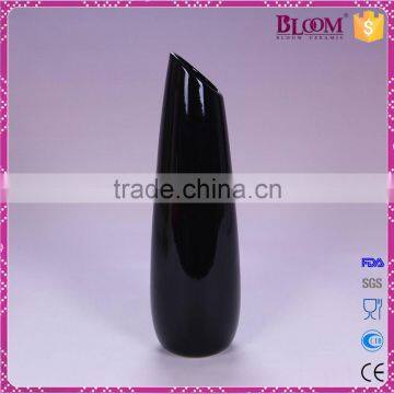 Decorative Gift Simple Style Ceramic Glazed Black Vase photo-3