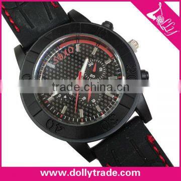 Wholesale Men Black Wrap Sport Style Dual Time Watch