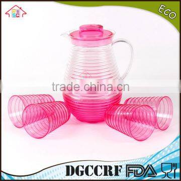 NBRSC set of 5 pieces plastic ps cold water jug spiral drinking water kettle tea pot water jug with cups