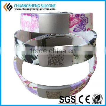 Factory price sample in stock ID code bracelet, silicone ajustable bangle, silicone wristband