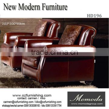 HD196 Modern living room furniture single seat chairs vintage leather armchair sofa leather cafe coffee shop sofa chair