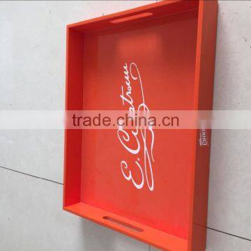 Painted Modern Handled Large Wooden Tray photo-3