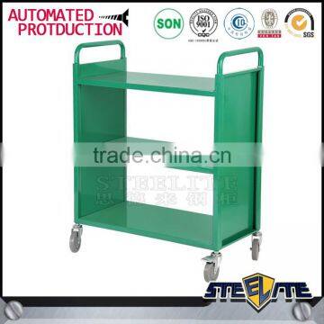 School Library Steel Book Wheels Trolley Cart With 2 Shelves photo-4