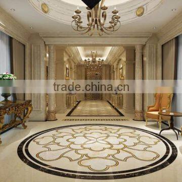 Classic Elegant Italian Designed Floral Marble Medallion Inlay Flooring in Round Shape BF12-04284d