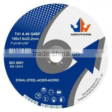 7'' 180x1.6x22.2mm T41 Flat Cutting Wheel for High-grade Steel/Hard Alloy Steel