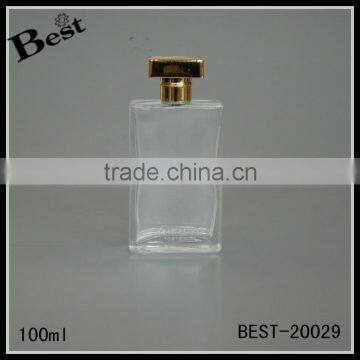 cosmetic packaging high quality 100ml rectangular glass bottle gold meta cap perfume clear bottle glass china suppliers