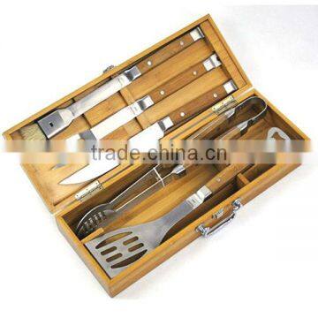 BQ-00515PCS Custom Design Stainless Steel Bamboo Handle Bbq Set photo-2