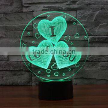 Novelty Valentine Gift 3D I Love You Night Light 7 Color Change LED Table Lamp Gift photo-6