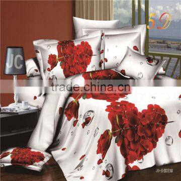 Romantic Heart-Shaped Rose 3D Bedding Set Cotton Bedroom Tetiles Sets Duvet Cover Bed Sheets Pillowcases for Queen Size Beds.