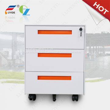3 Section Slide Way, Filing Steel Mobile Cabinet With 3 Drawers, Fold Key, Size:490x380x500mm, Environmal Powder Coating photo-2
