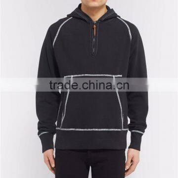 Factory Wholesale Slim-Fit Stretch-Cotton Jersey Half-Zip Hoodie