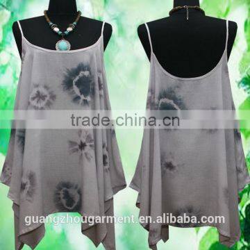 2015 Wholesale Sexy Ladies Irregular Summer Oversize Gypsy TIE DYE Beach Spaghetti Tank Top photo-4