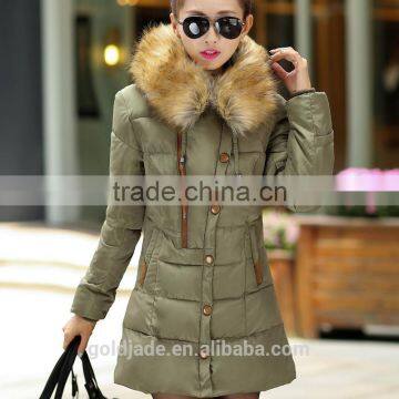 2016 New Women's Thicken Hooded Fur Collar Long Women's Parka Coat