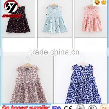 Hot sale baby handmade smocked dress cotton linen girl's dress