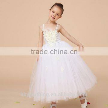 White Spaghetti Straps Princess Flower Girl Dress For Weddings Girls Party Pageant Dress