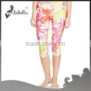 High quality all over sublimation printed yoga works capri pants yoga leggings for women