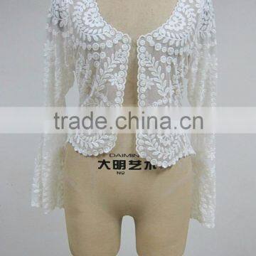 new ladies embroidered summer beach cover lace fashion top