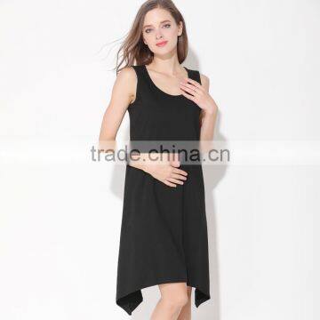 2017 Mamalove Sleeveless Soft Cotton Black Breastfeeding Clothes Nursing Dress Maternity for Women photo-2