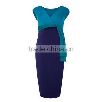Summer Blue Maternity Clothes Fashion Comfortable Maternity Dresses for Office photo-4