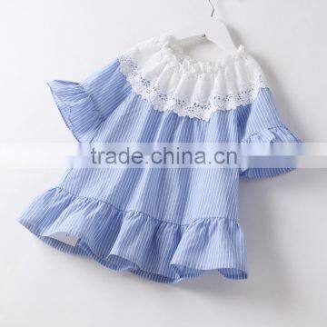 S33523W Summer Cotton Blouses Little Girls Shirts Lace Collar Sweet Blouse photo-2