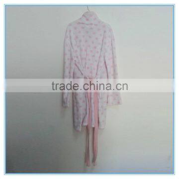 Flannel Bath Robes Soft Coral Fleece Terry Dot Printing Bathrobes, Fluffy Bathrobe, Lady's Gown Dresses Polyester Pajamas photo-2