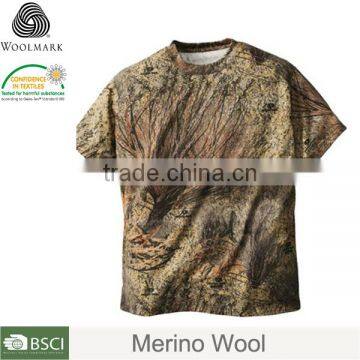 Hunting clothing for camping and fishing ,merino wool t shirt camouflage