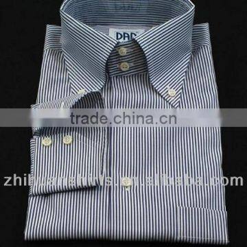 2016 Newest hot selling men's dress shirts , TC CVC 100%Cotton Polyester , stripe 35%cotton 65%poly