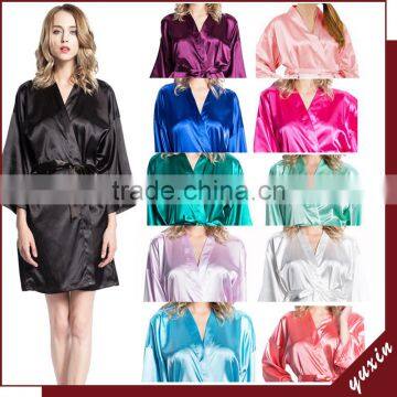 Wholesales silk short robe satin sexy robes for spa Silk Pajama WR009