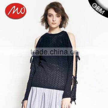 Woman new stylish long hollow out sleeve design high quality custom sweaters for autumn