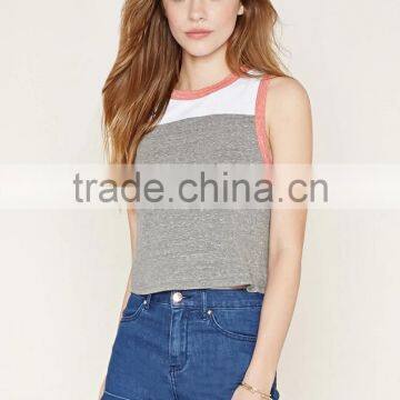 2016 Guangzhou Shandao Oem Service Summer New Design Casual Knit Patchwork Sleeveless Ladies Tops Images photo-5