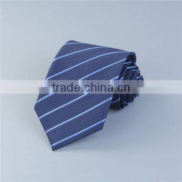 Polyester Necktie Navy Blue Stripe Fashion Necktie For Men photo-3
